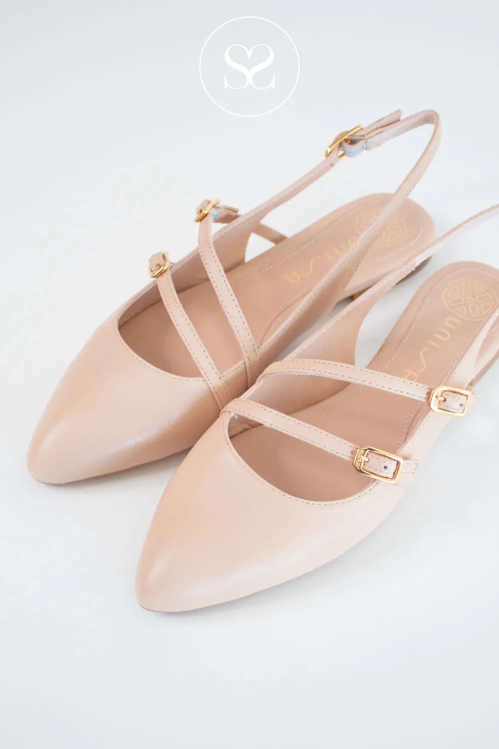 UNISA ALSIP NUDE LEATHER BLOCK HEEL SLINGBACK PUMPS