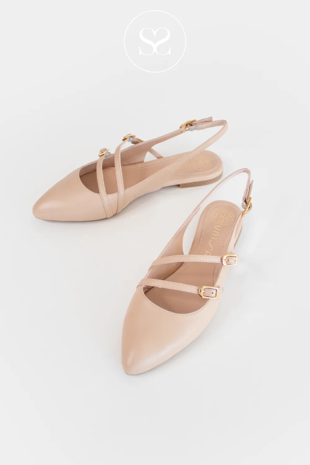 UNISA ALSIP NUDE LEATHER BLOCK HEEL SLINGBACK PUMPS