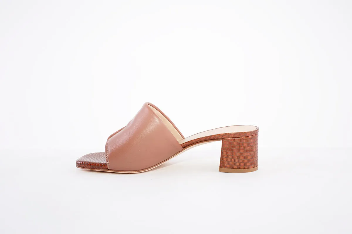 UNISA - KOZAN MEDIUM BLOCK HEEL MULE - TAN LEATHER