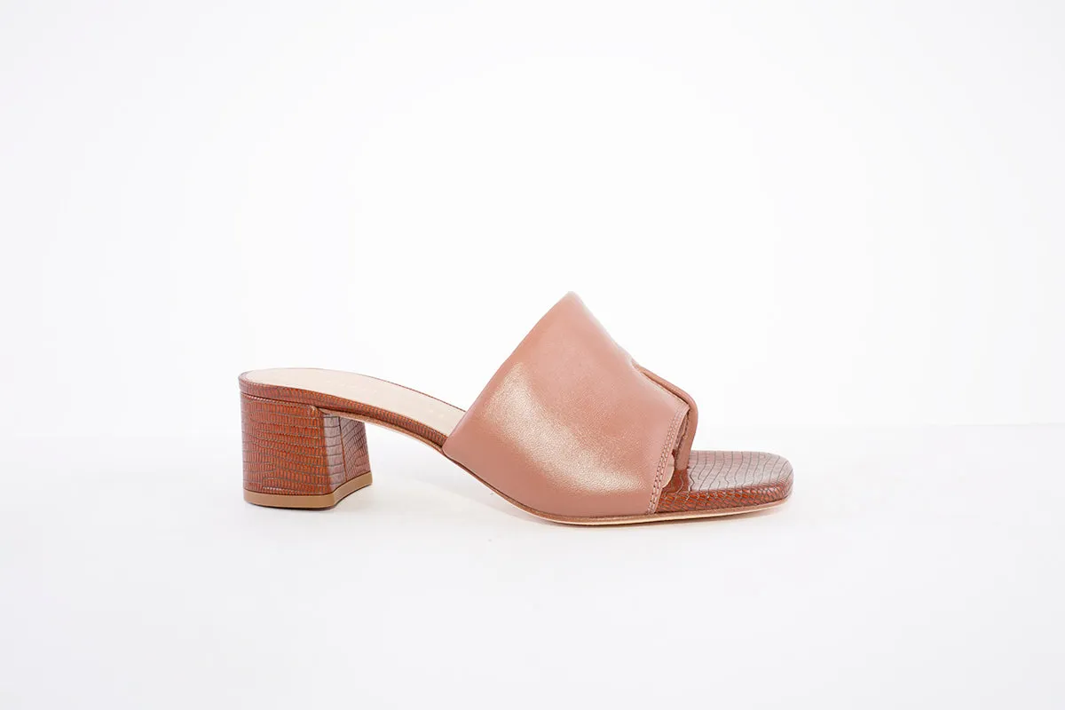 UNISA - KOZAN MEDIUM BLOCK HEEL MULE - TAN LEATHER