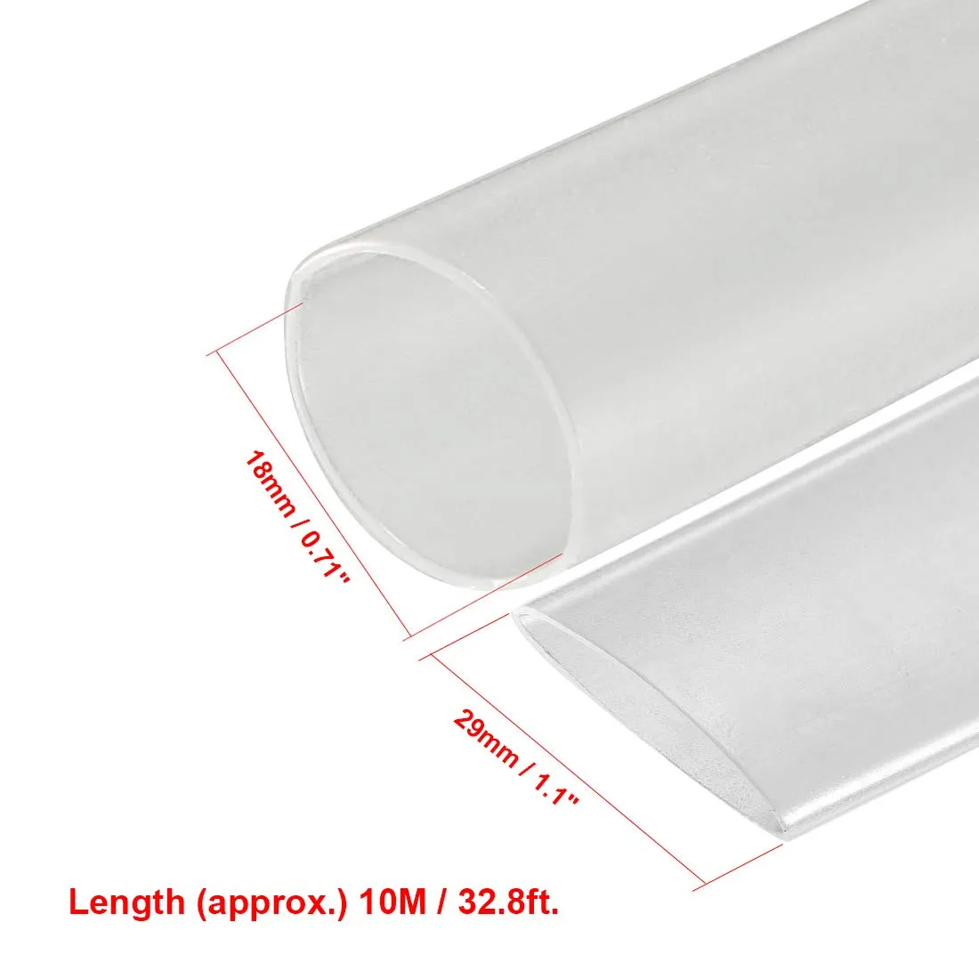 uxcell Heat Shrink Tubing 18mm Dia 29mm Flat Width 10m 2:1 Heat Shrink Tube Wire Wrap Clear