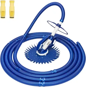 VINGLI Pool Vacuum Above Ground Indoor Outdoor Automatic Swimming Pool Cleaner Sweep Sweeper with 33FT Hoses (Nave Blue)