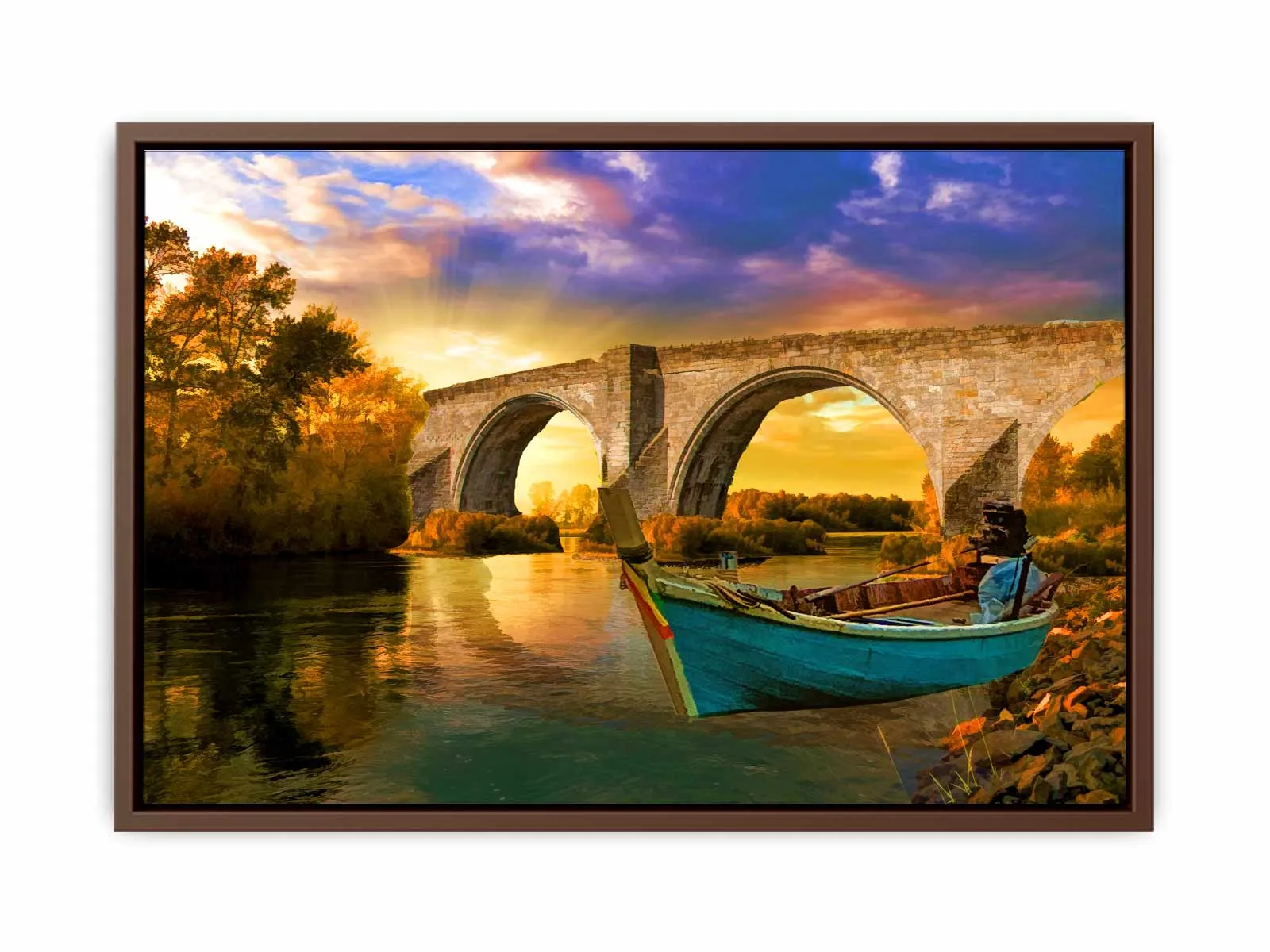 Vintage Boat Bridge Painting