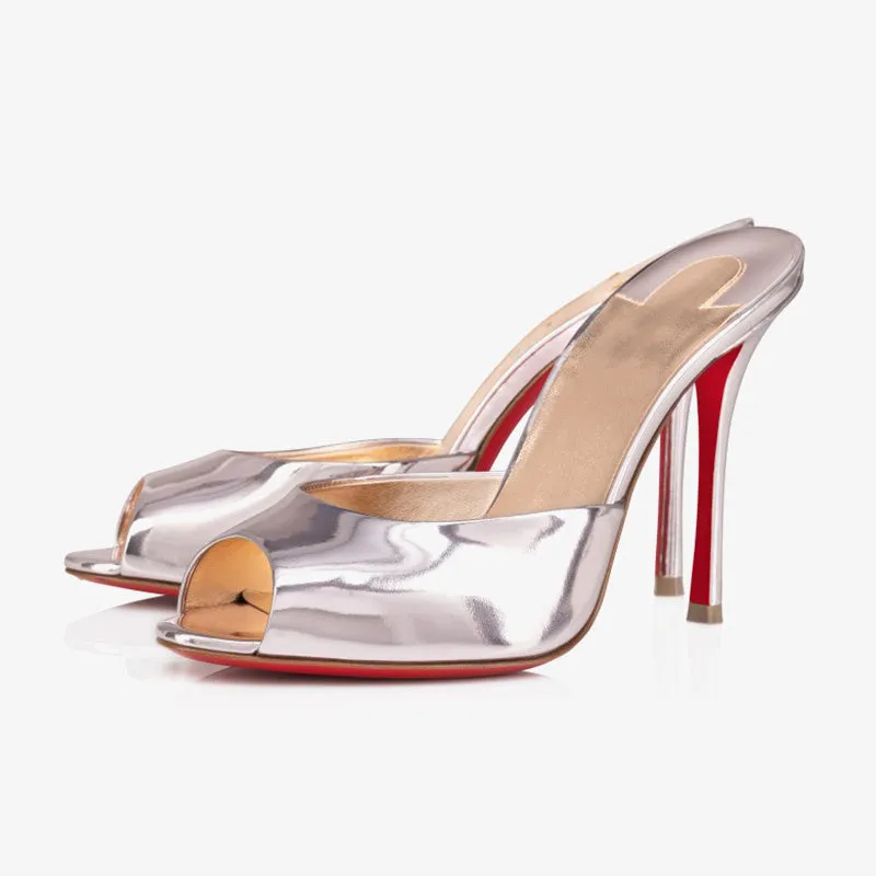 Vintage Rose Lamé High-Heeled Mules