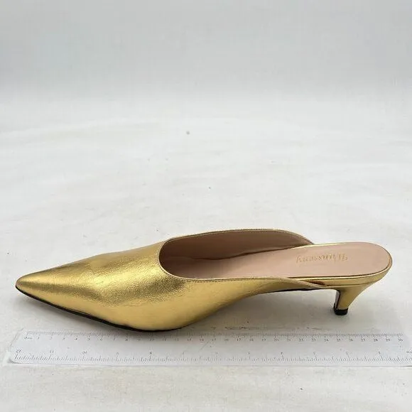 Wansseny Gold Pointed Toe Comfortable Low Heel Mule Slip On Ladies Indoor Outdor
