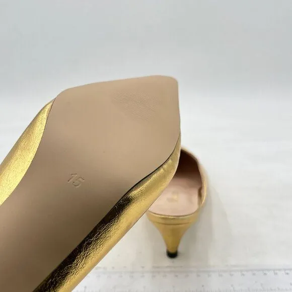 Wansseny Gold Pointed Toe Comfortable Low Heel Mule Slip On Ladies Indoor Outdor