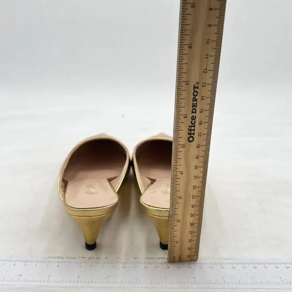 Wansseny Gold Pointed Toe Comfortable Low Heel Mule Slip On Ladies Indoor Outdor