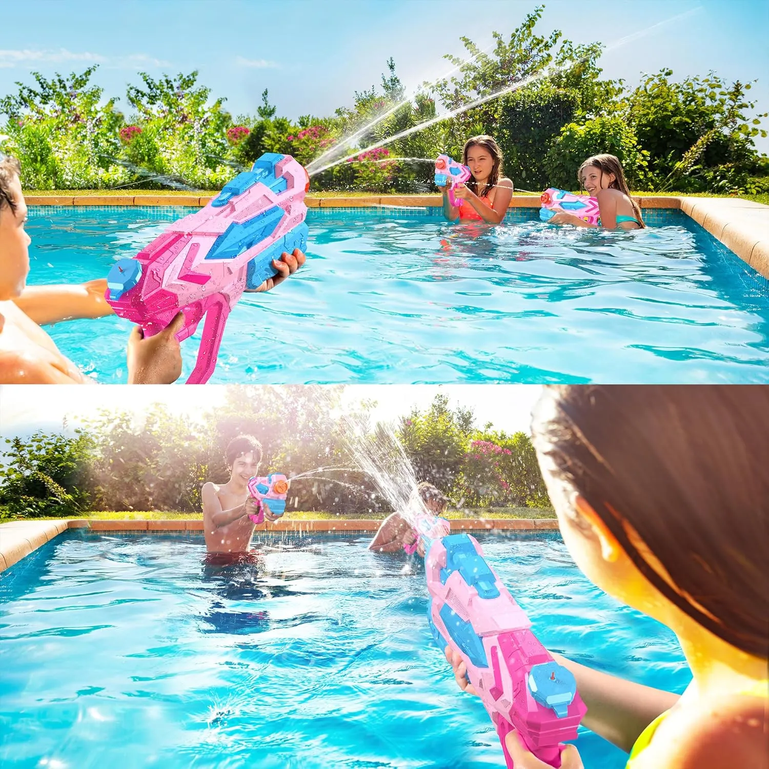 Water Gun for Kids, Super Squirt Guns Water Soaker Blaster - 4 Shooting Modes Switch - 26 Ft Long Shooting Range - Summer Water Toys Gun for Boys Girls Adults Outdoor Pool/Garden - Pink