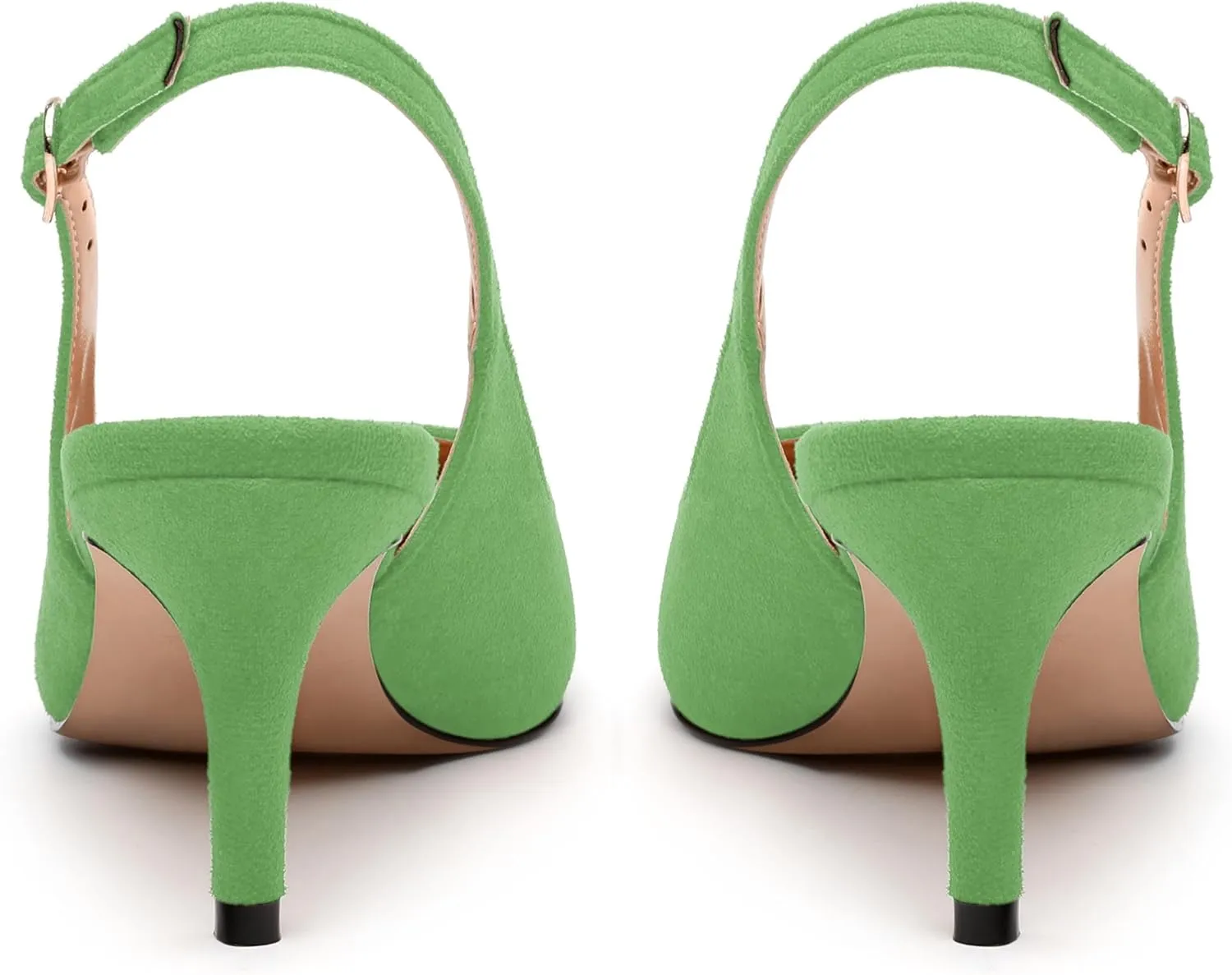 Women's Buckle Slingback Pumps, Pointed Closed Toe Mid Stiletto Heels, Slip On Fashion Solid Suede Working Wedding Dress Shoes for Women
