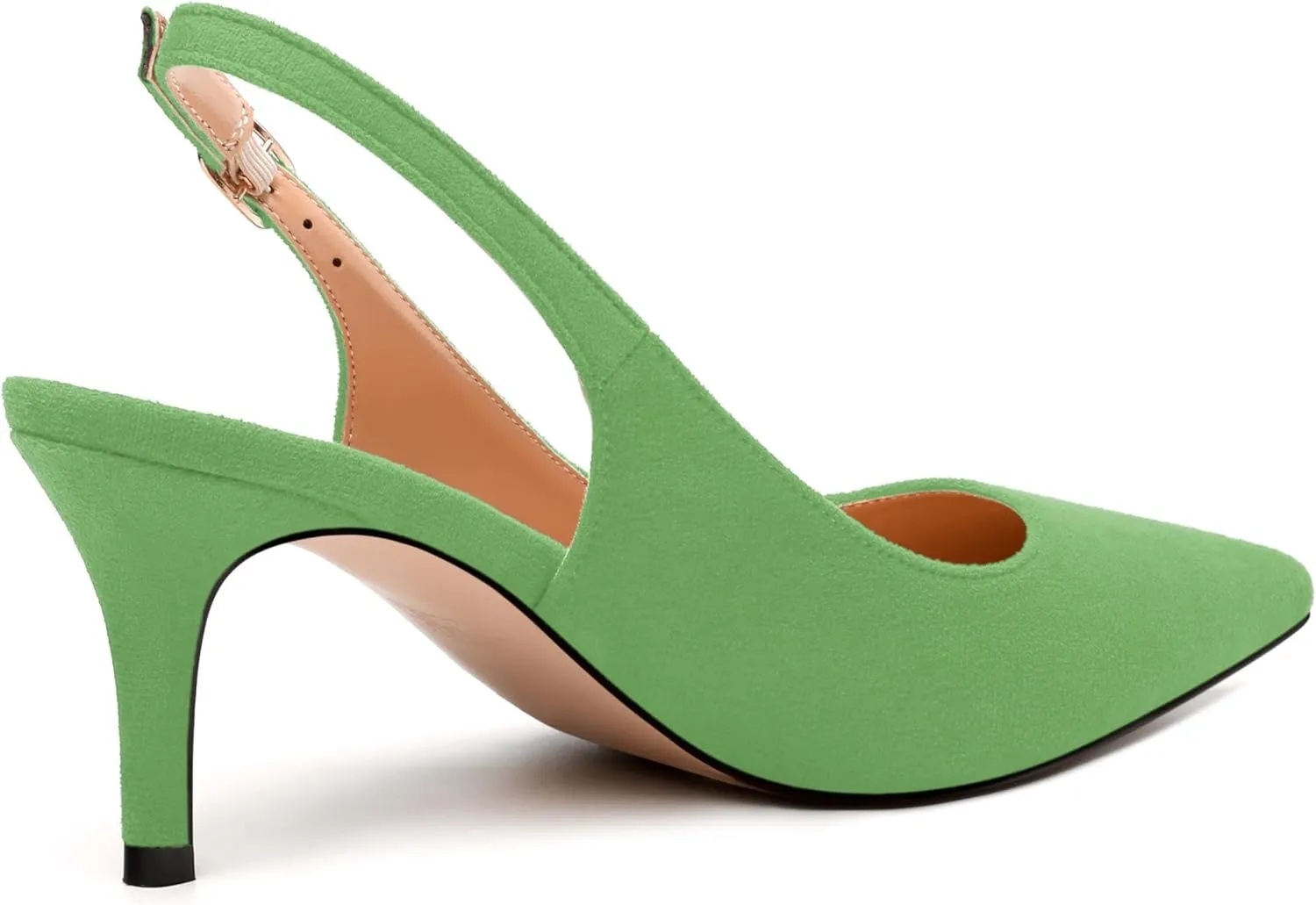 Women's Buckle Slingback Pumps, Pointed Closed Toe Mid Stiletto Heels, Slip On Fashion Solid Suede Working Wedding Dress Shoes for Women