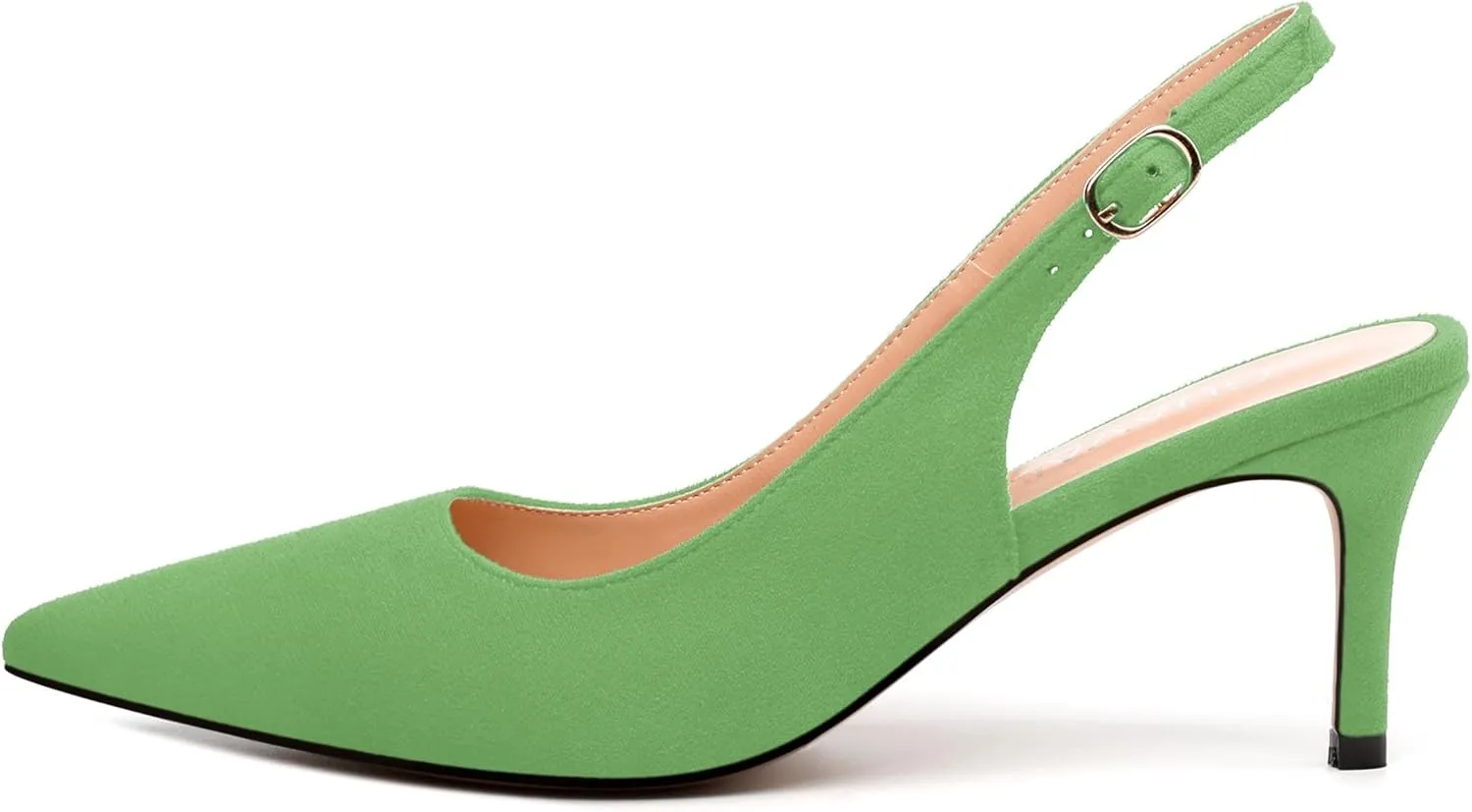 Women's Buckle Slingback Pumps, Pointed Closed Toe Mid Stiletto Heels, Slip On Fashion Solid Suede Working Wedding Dress Shoes for Women