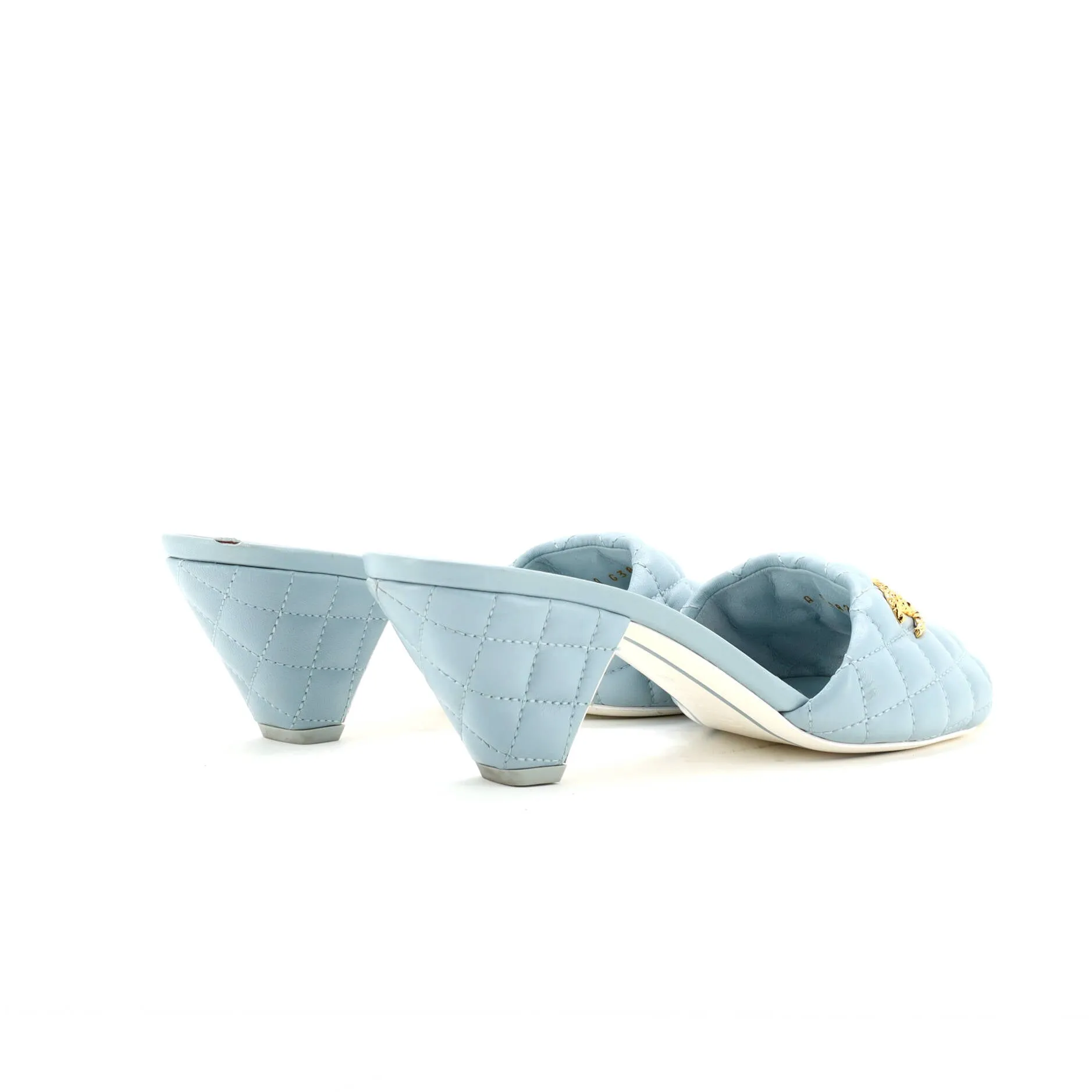 Women's CC Heeled Mule Sandals Quilted Leather