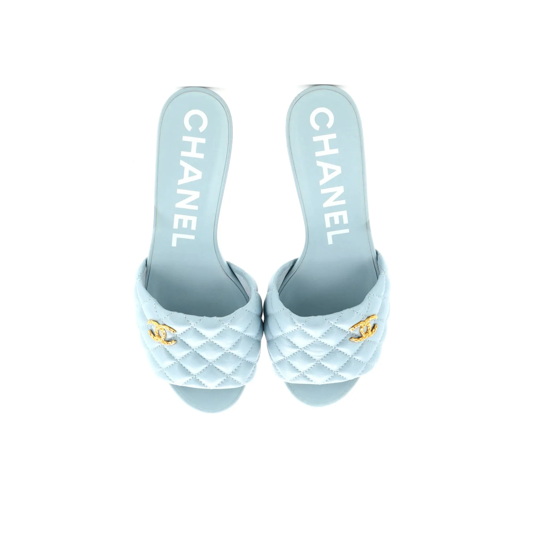 Women's CC Heeled Mule Sandals Quilted Leather