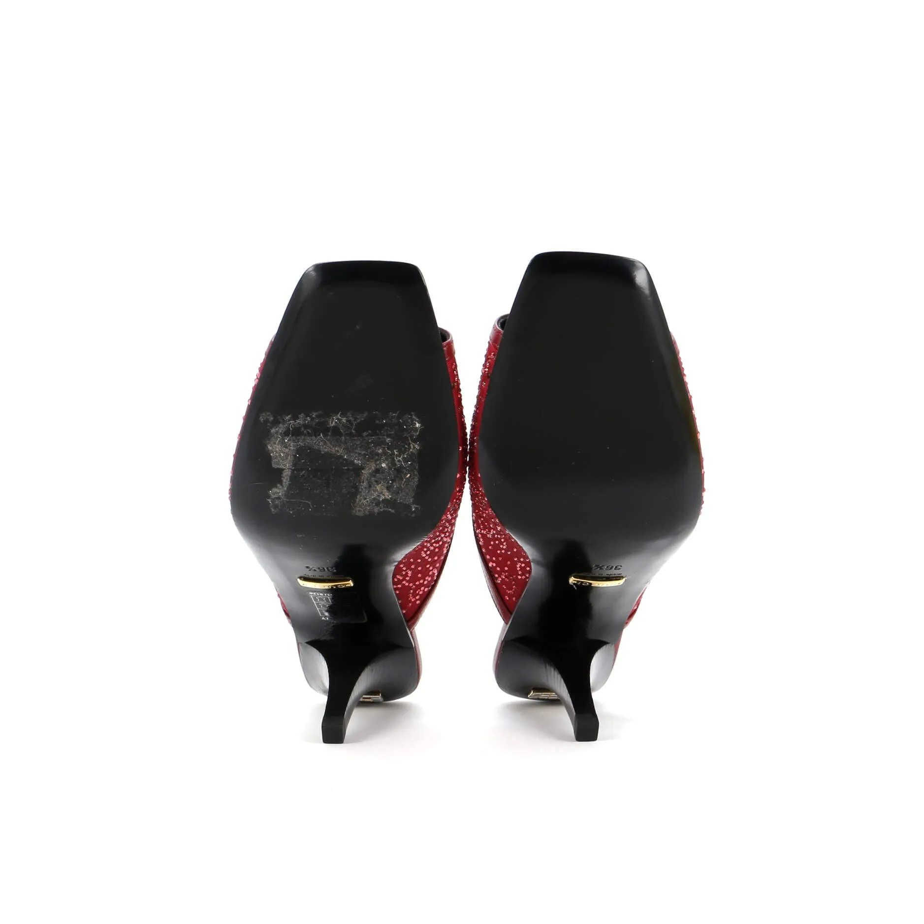 Women's Heeled Mule Sandals Crystal GG Embellished Canvas