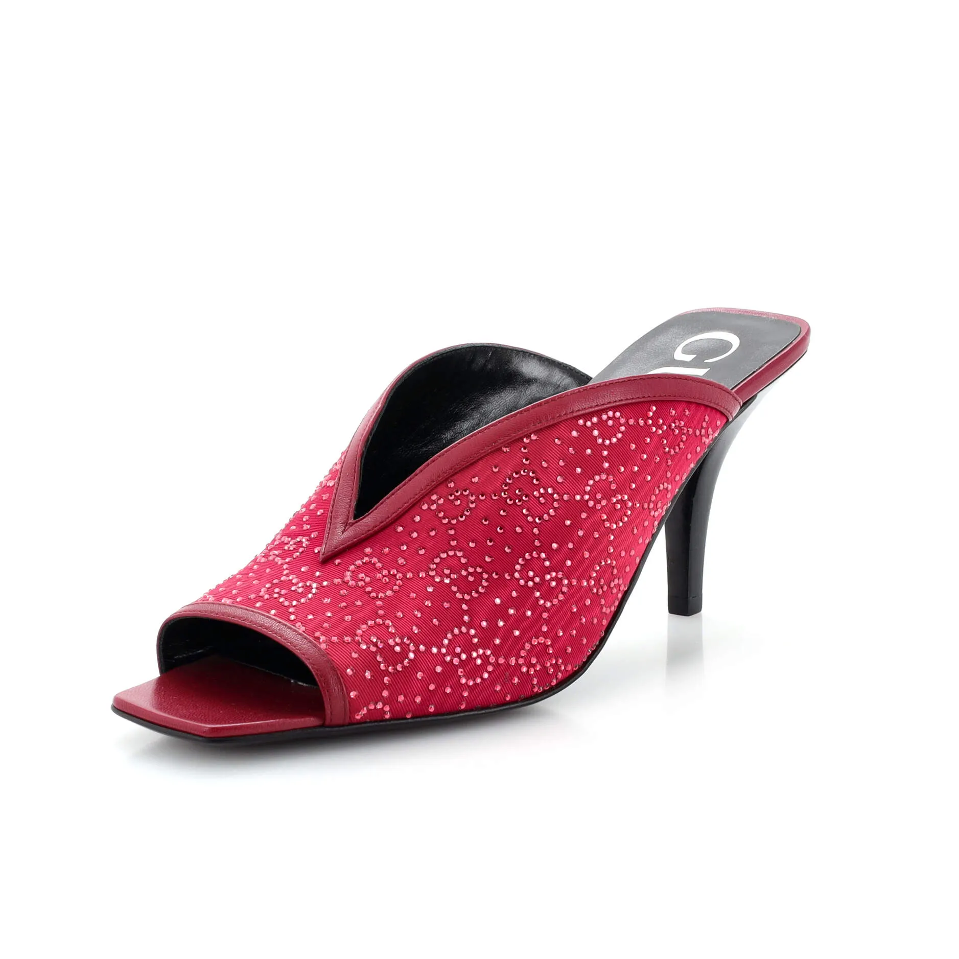 Women's Heeled Mule Sandals GG Crystal Embellished Fabric