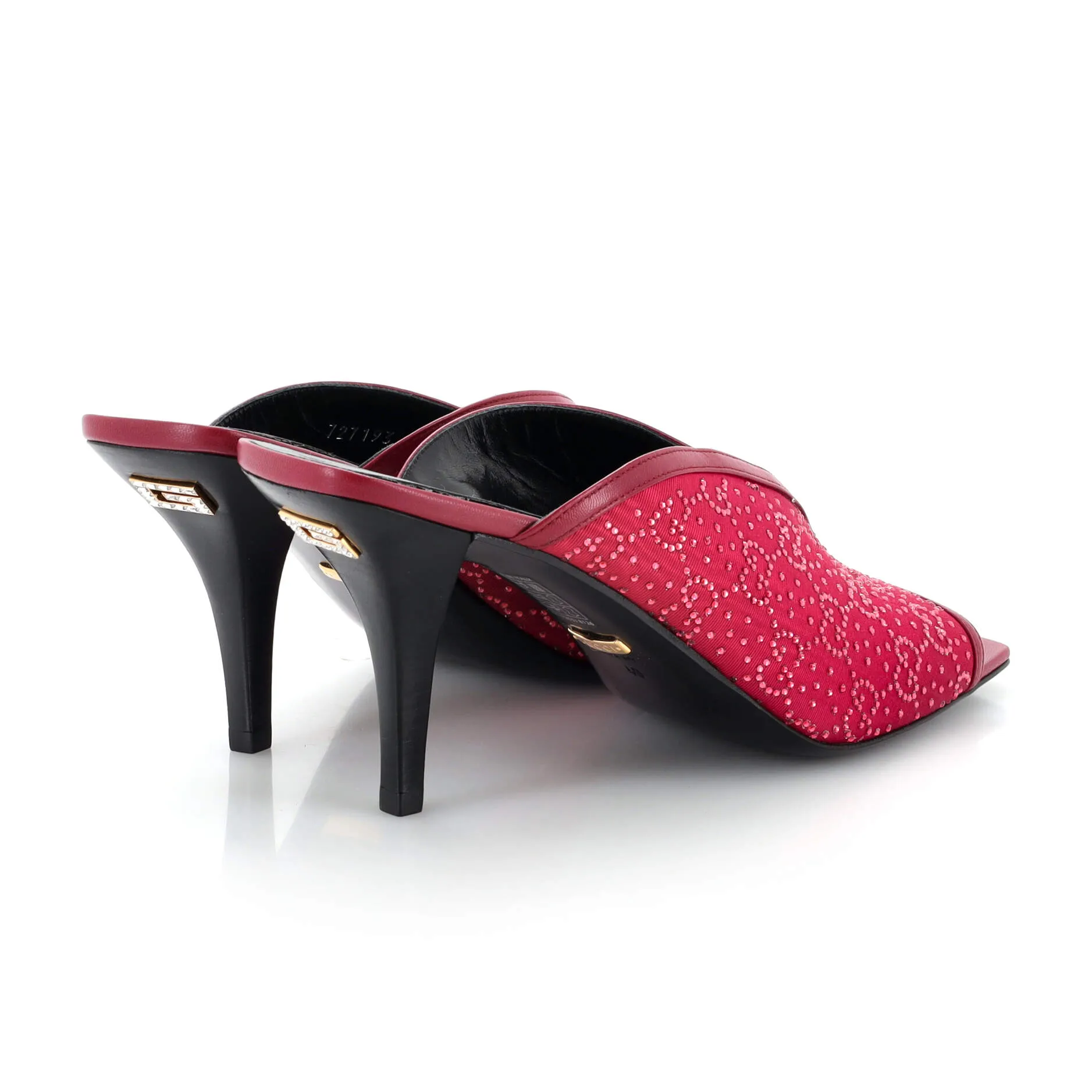 Women's Heeled Mule Sandals GG Crystal Embellished Fabric