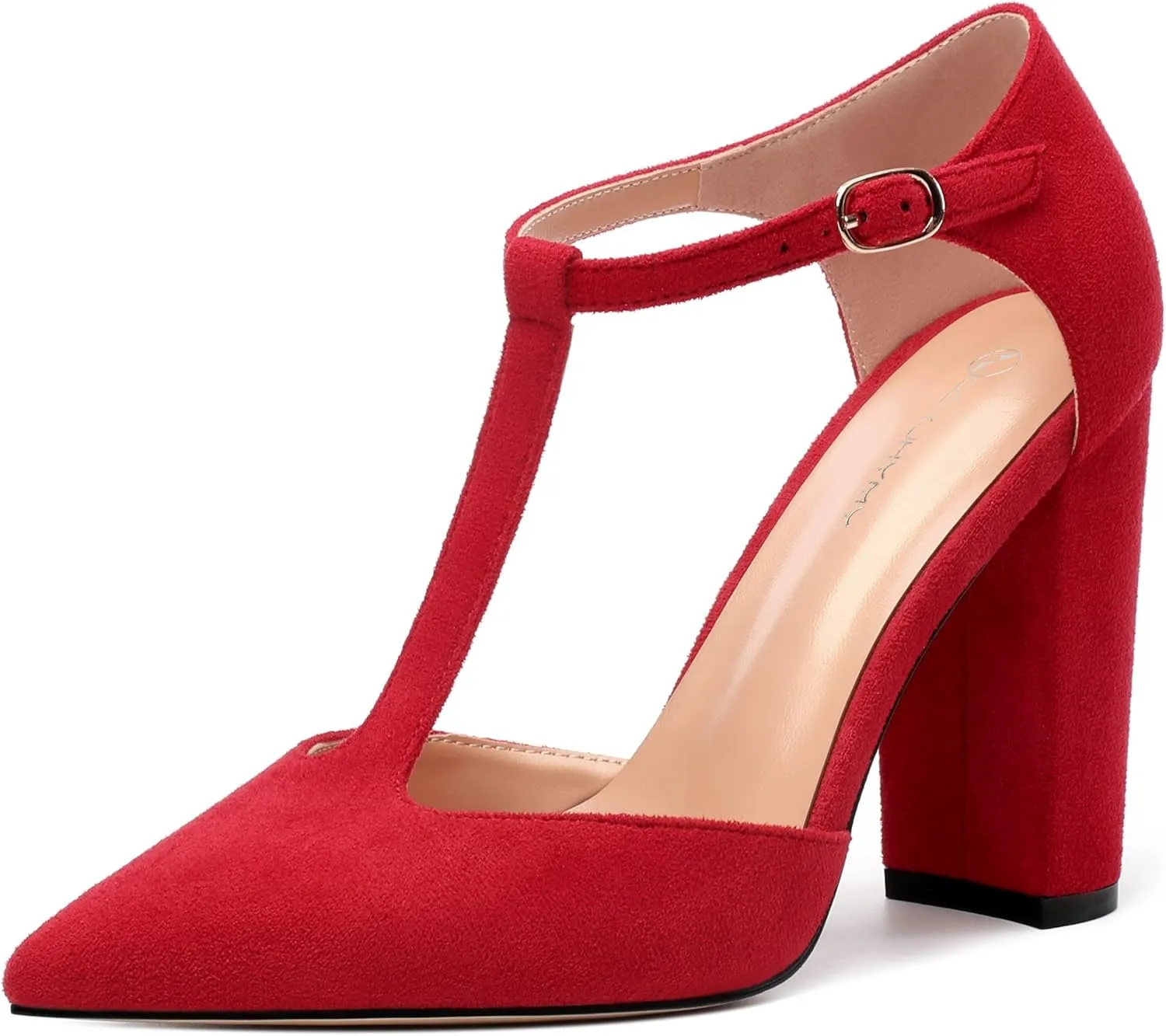 Women's High Heel Pumps, Simple Classic T-Strap Pointed Toe Dress Shoes,Party Dress Sandals3.9