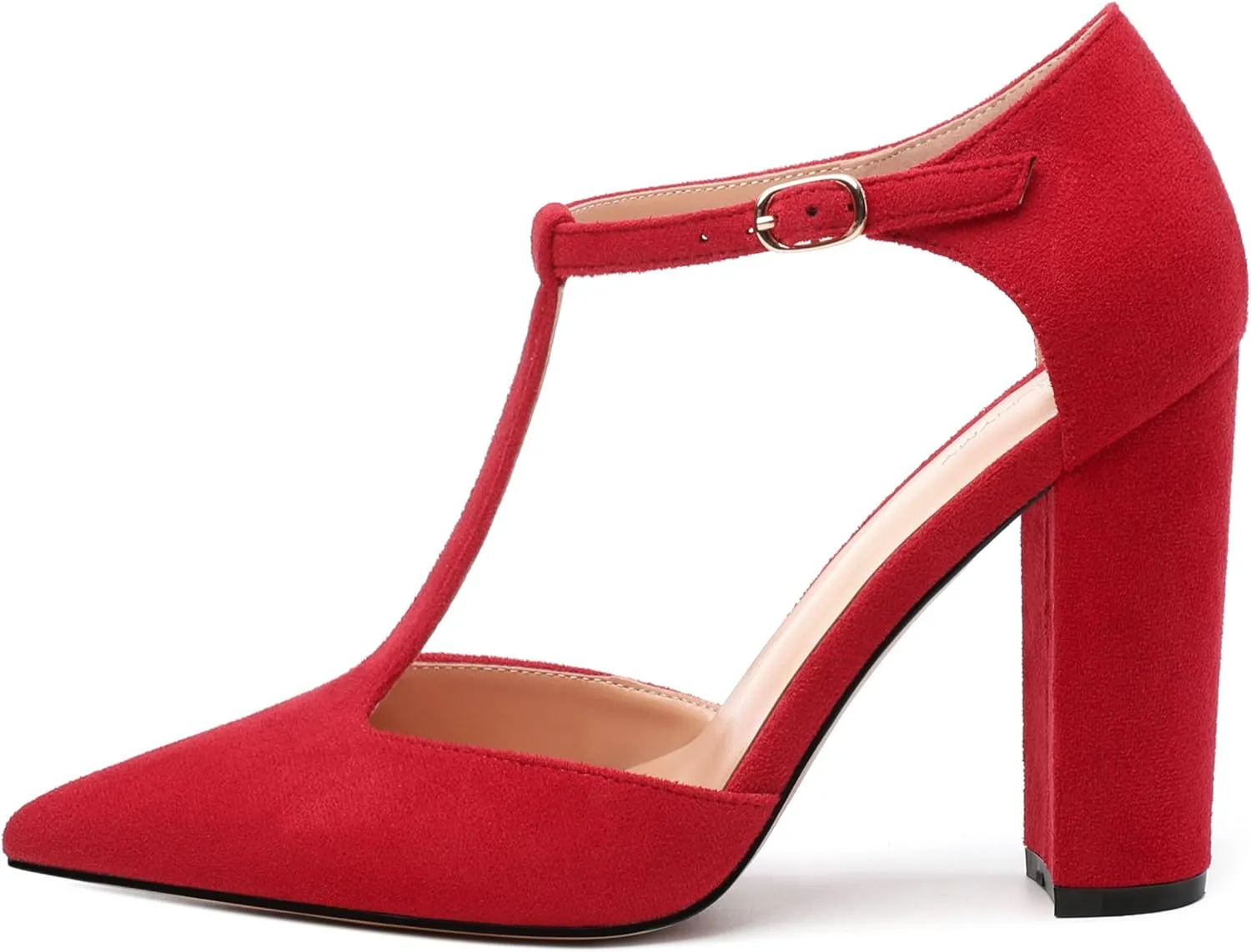 Women's High Heel Pumps, Simple Classic T-Strap Pointed Toe Dress Shoes,Party Dress Sandals3.9
