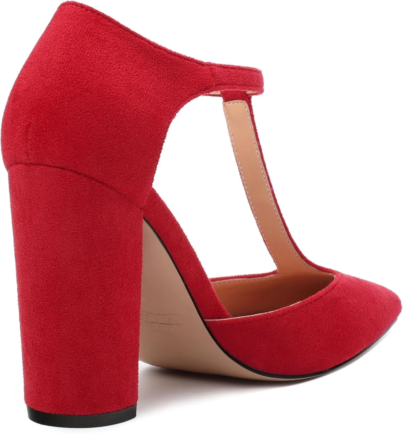 Women's High Heel Pumps, Simple Classic T-Strap Pointed Toe Dress Shoes,Party Dress Sandals3.9