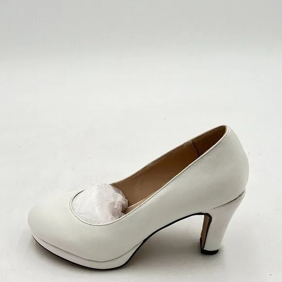 Women's Low Platform High Chunky Heeled Slip On Closed Round Toe Pump Elegant
