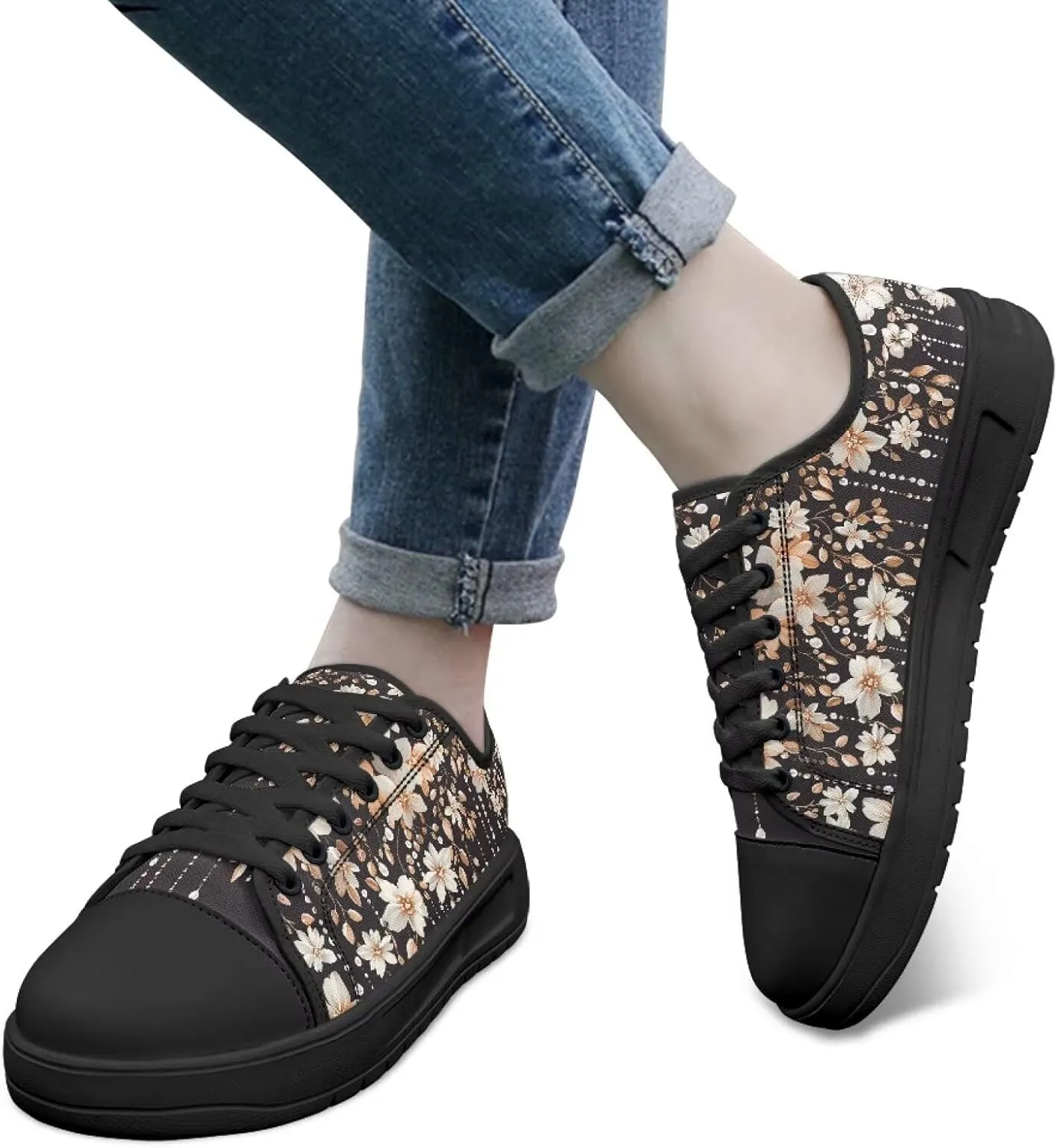Womens Low Top Canvas Shoes Lace up Comfortable Sneakers Low-top Casual Tennis Walking Shoes SizeUS 6-13.5