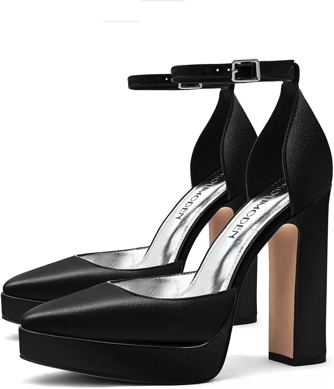 Women's Platform High Heels Chunky Closed Toe Ankle Strap Buckle Block Heel Round Pointed Toe Wedding Party Ball Dressy Pumps Dress Shoes for Women