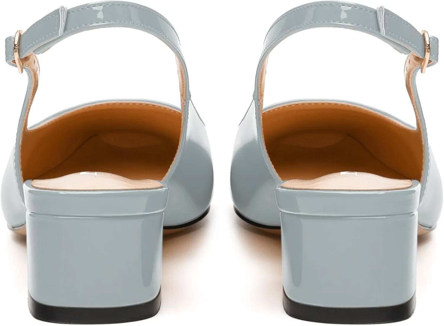 Women's Slingback Pumps, Low Chunky Heels Square Toe Pumps for Women, Block Heels Dress Shoes Closed Toe Comfortable Wedding Work Pump Sandals