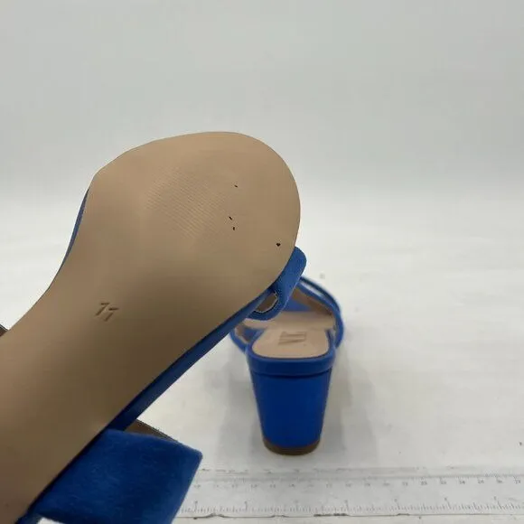 XYD Blue Open Toe Double Strap Low Chunky Heel Mule for Wedding Dress