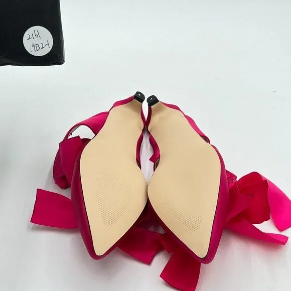 XYD Fuchsia Pointed Toe Low Heel Slide Sandal Slip On Cut Out Mule Backless Shoe