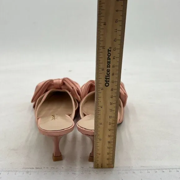 XYD Women Bowknot Closed Pointed Toe Mule Sandals Mid Kitten Heel