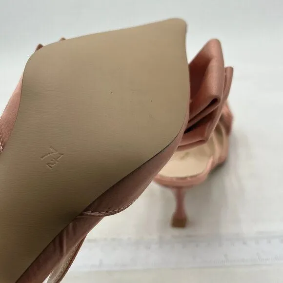 XYD Women Bowknot Closed Pointed Toe Mule Sandals Mid Kitten Heel