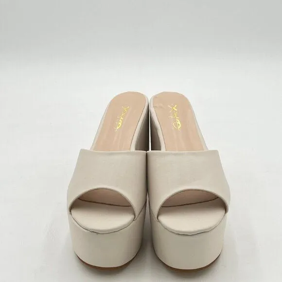 XYD Women Open Round Toe Slip On Platform Slide Sandals High Chunky Block Heel