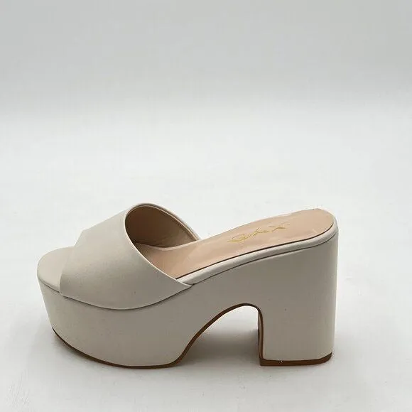 XYD Women Open Round Toe Slip On Platform Slide Sandals High Chunky Block Heel