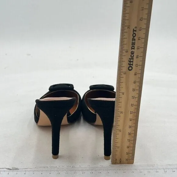 XYD Women Pointed Toe Mule Pumps with Oversized Buckle Kitten High Heels Slip On