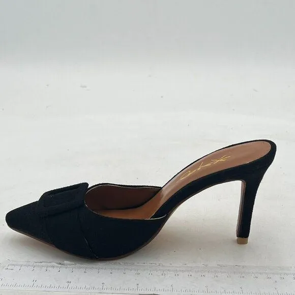 XYD Women Pointed Toe Mule Pumps with Oversized Buckle Kitten High Heels Slip On