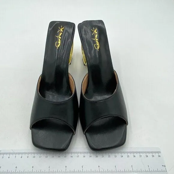 XYD Women Summer Chic Open Square Toe Slide Sandals Round Circle High Heels