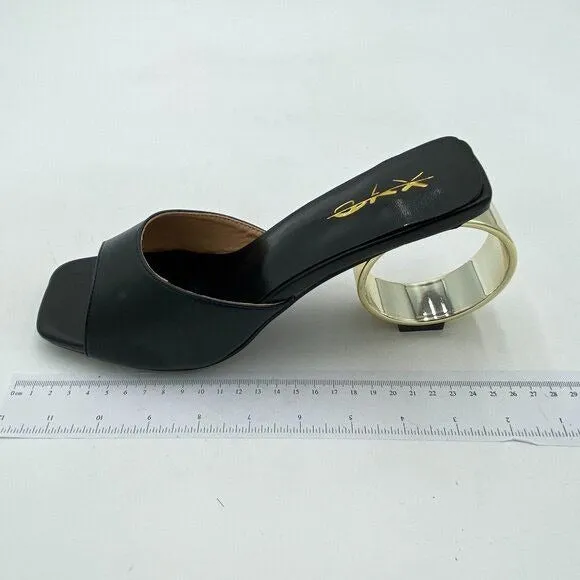 XYD Women Summer Chic Open Square Toe Slide Sandals Round Circle High Heels