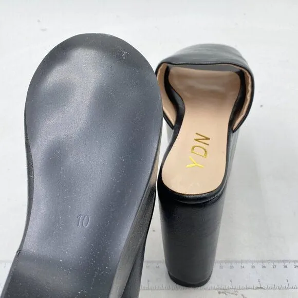 YDN Black Platform Open Toe Heeled Mule Wedge High Heel Sandals Slip on Shoes
