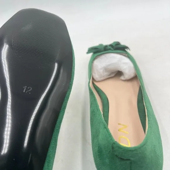 YDN Green Block Low Heel Loafers Square Toe Tassel Fringed Pump Slip On Shoe