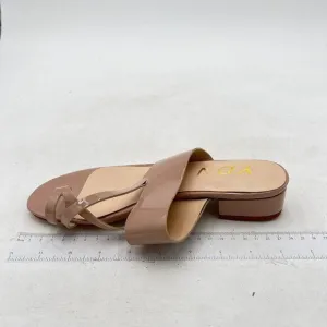 YDN Nude Open Toe Sandal Slides Chunky Heel Slip on Party Slippers Heeled Mule