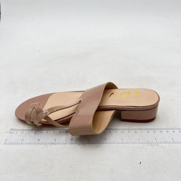 YDN Nude Open Toe Sandal Slides Chunky Heel Slip on Party Slippers Heeled Mule