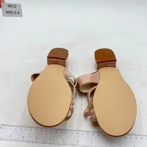 YDN Nude Open Toe Sandal Slides Chunky Heel Slip on Party Slippers Heeled Mule