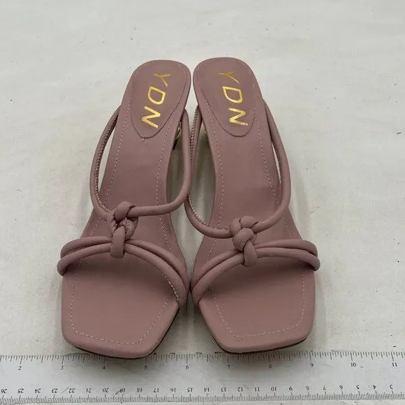 YDN Purple Open Toe Strappy Sandals Crystal Block Low Heel Mule Dance Shoes