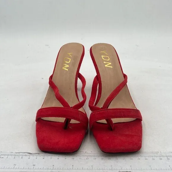 YDN Red Square Open Toe Sandal Slides Stiletto Heel Flip Flops Party Slippers