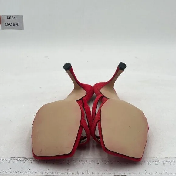 YDN Red Square Open Toe Sandal Slides Stiletto Heel Flip Flops Party Slippers