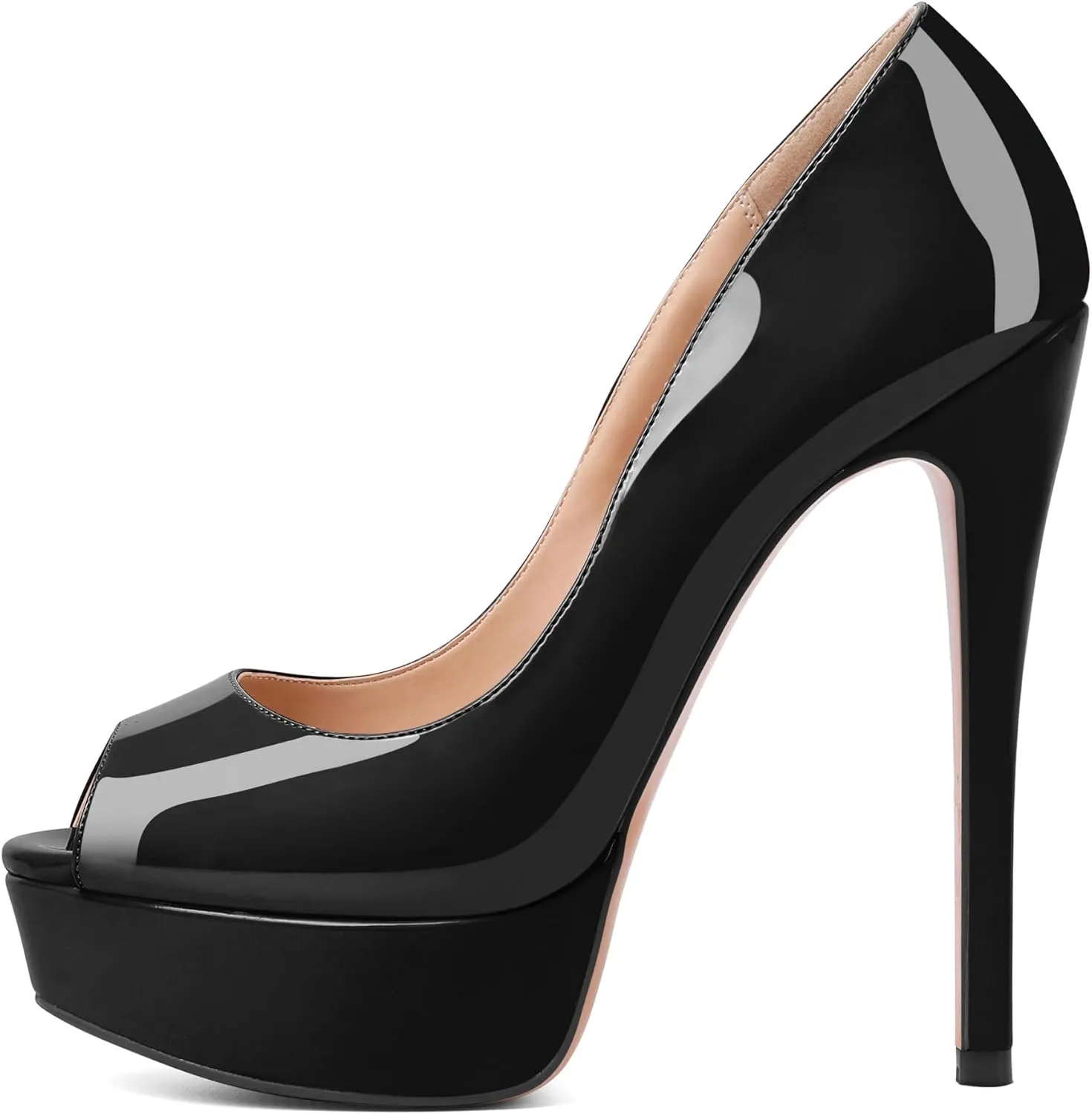 YODEKS Women's Peep Toe Pumps Platform High Heel Shoes Stiletto Party Dress Pump
