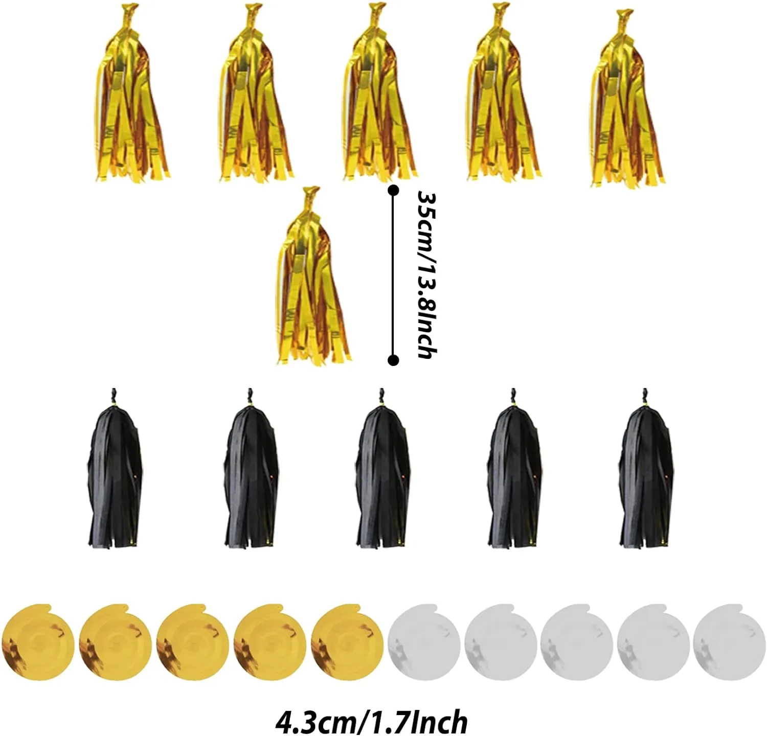 ZERODECO Party Decorations, 41 Pcs Black and Gold Papar Fans Pompoms Garlands String Tissue Paper Tassel for Graduation Congrats Grad New Years Wedding Birthday Party